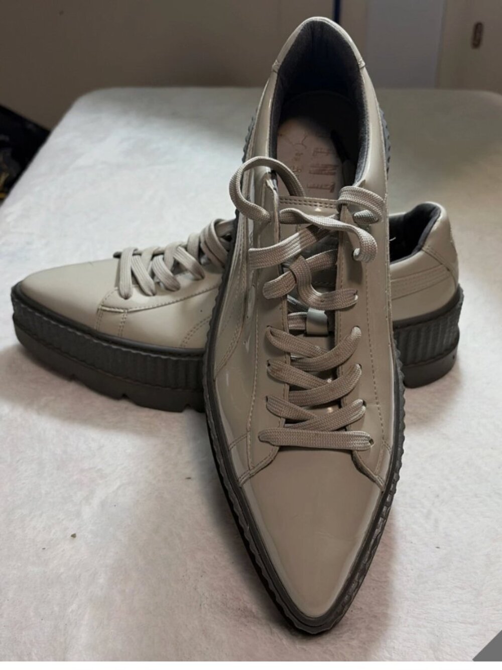 FENTY PUMA Pointy Creeper Dove-Glacier Grey Patent Leather